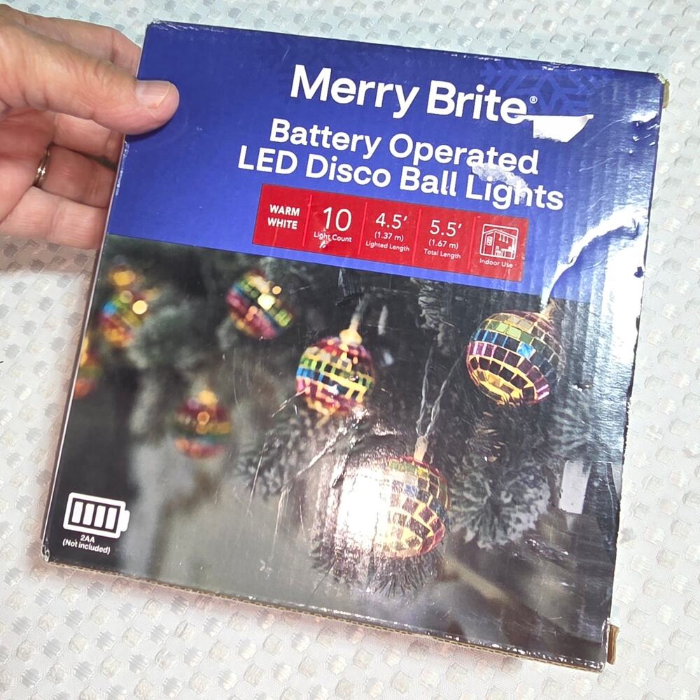 MERRY BRITE SET OF BATTERY OPERATED DISCO BALL STRING  LIGHTS